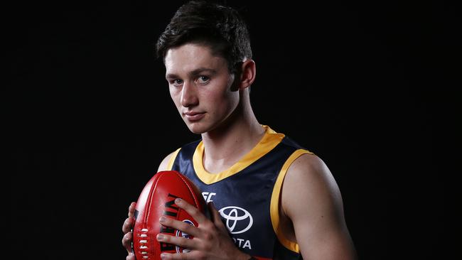 Chayce Jones after being drafted by the Crows with Pick No. 9 last year. Picture: Daniel Pockett (AAP).