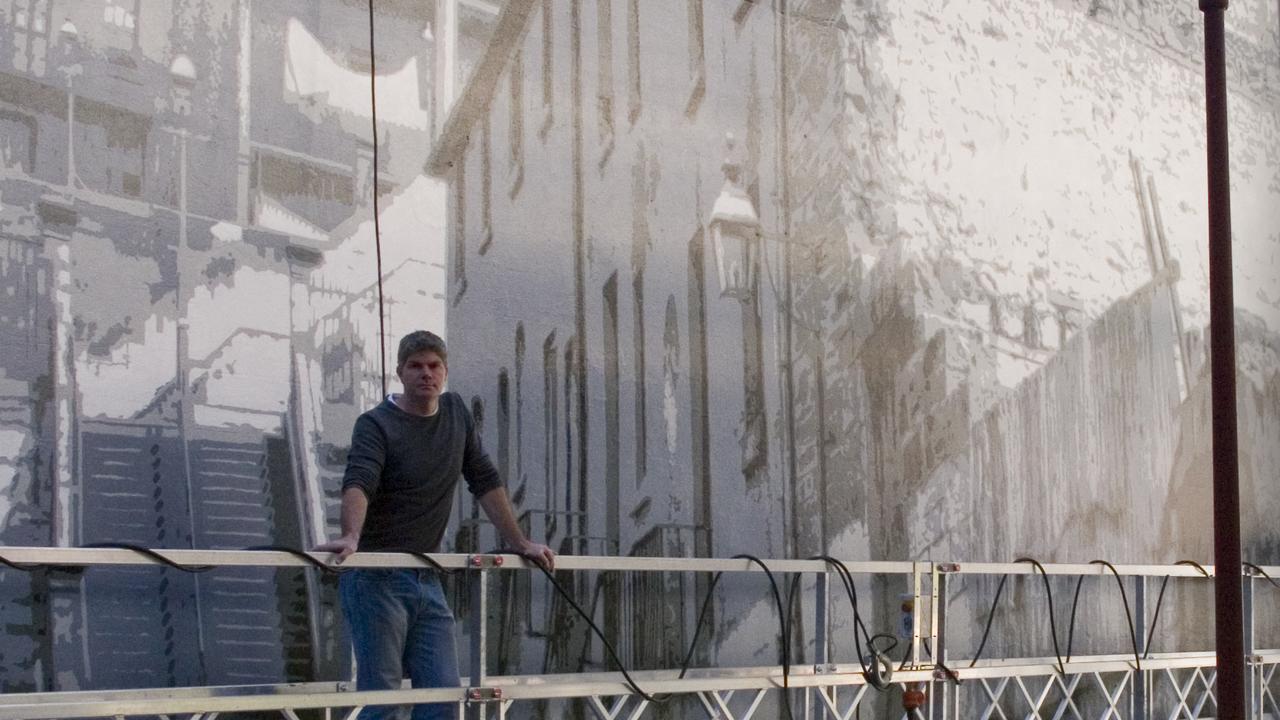 A photo of Mol and the mural in 2007. Picture: News Corp Australia