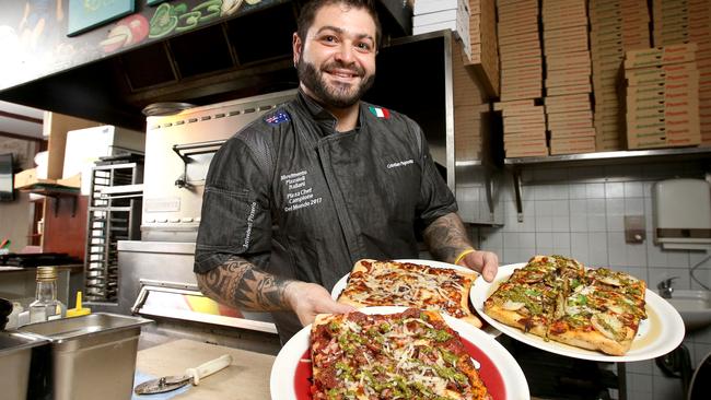 Cristian Pagnotta chef, at Arrivederci Pizza are rated no. 1 in our people's vote of where is Brisbane's best pizza (Image AAP/Steve Pohlner)