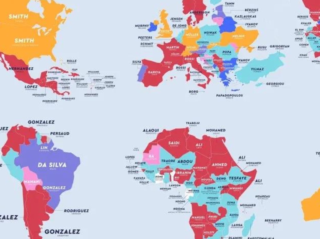 The world map of names