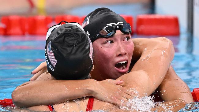 The look on Huske’s face said it all. Picture: Sebastien Bozon/AFP