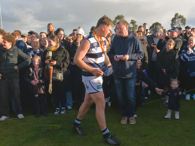 West Gippsland league grand final match 2024 — Phillip Island Bulldogs V Nar Nar Goon "The Goon" Football Club at Garfield Recreation Reserve on September 14, 2024: Nar Nar Goon Football Club: WINNERS. Picture: Jack Colantuono