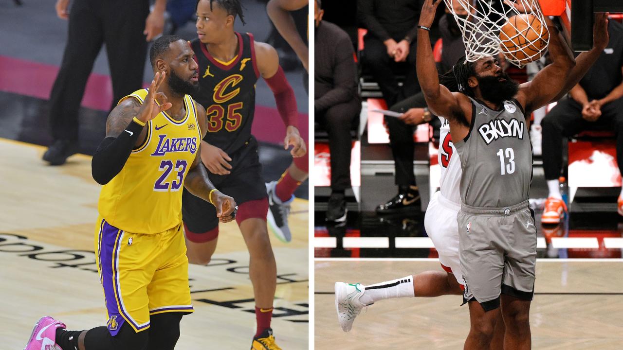 James Harden produced a late burst of scoring while LeBron James conjured another virtuoso performance. NBA WRAP