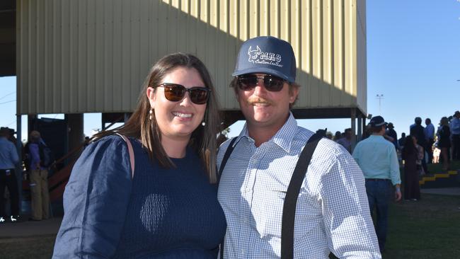 Ally and Cooper at the Roma Rugby Races at Bassett Park on Saturday June 24, 2023. Picture: Chloe Cufflin.