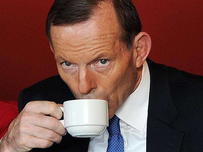 He opposes “unnecessary new taxes” but he loves a good cuppa. Picture: News Corp Australia