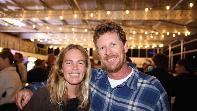 Tori Gilkerson and Jared Neal at the WSL Gold Coast Pro 2025 after party at Burleigh Pavilion for Gold Coast at Large. Picture, Portia Large.