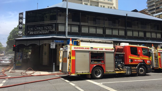 Fire crews at the Port Office Hotel. Picture: Twitter/Ellie Sibson