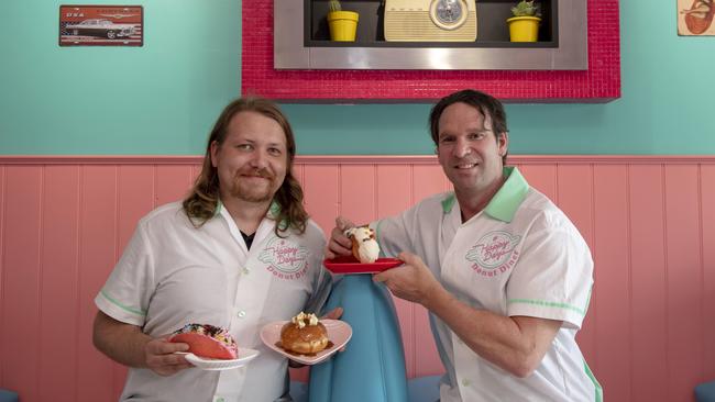 Happy Days Donuts’ Michael Rowe and Marcus Sampson at their store on Croydon Main Street. Picture: Andy Brownbill