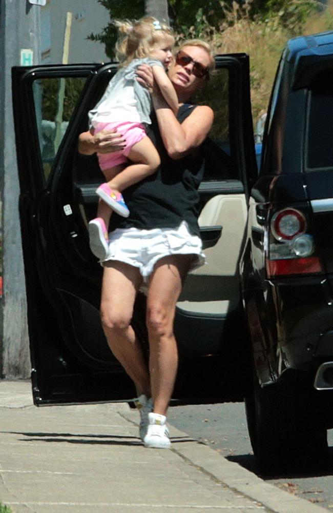 Sonia Kruger with her daughter Maggie outside their Mosman home. Picture: John Fotiadis