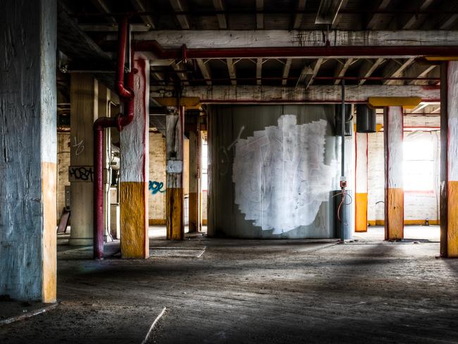 Inside the old flour mill before it redevelopment begun.