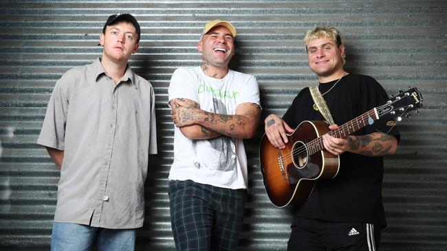 Sydney indie rock trio DMA'S photographed in Sydney last month, ahead of the release of its fourth album ‘How Many Dreams?’. L-R: Tommy O'Dell, Matt Mason and Johnny Took. Picture: John Feder