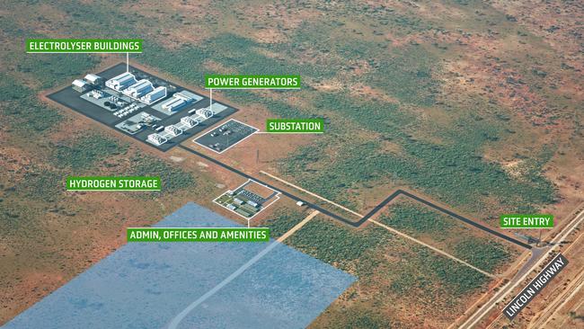 A concept image for the hydrogen plant and storage planned for Whyalla, released on Sunday.