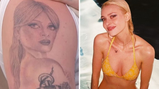 Nicola Peltz’s tattoo tribute is going viral. Picture: The Jennifer Hudson Show and Instagram