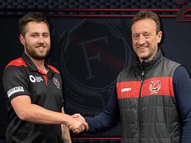 Vermont recruit Dan Clarke with Frankston Bombers coach John Brown. Picture: Facebook