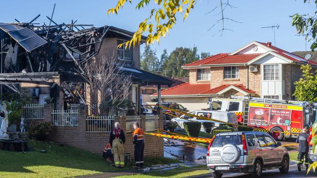 Three people died following a house fire in Rottnest Ave, Hinchinbrook, Sydney's south west this morning. Picture: Monique Harmer