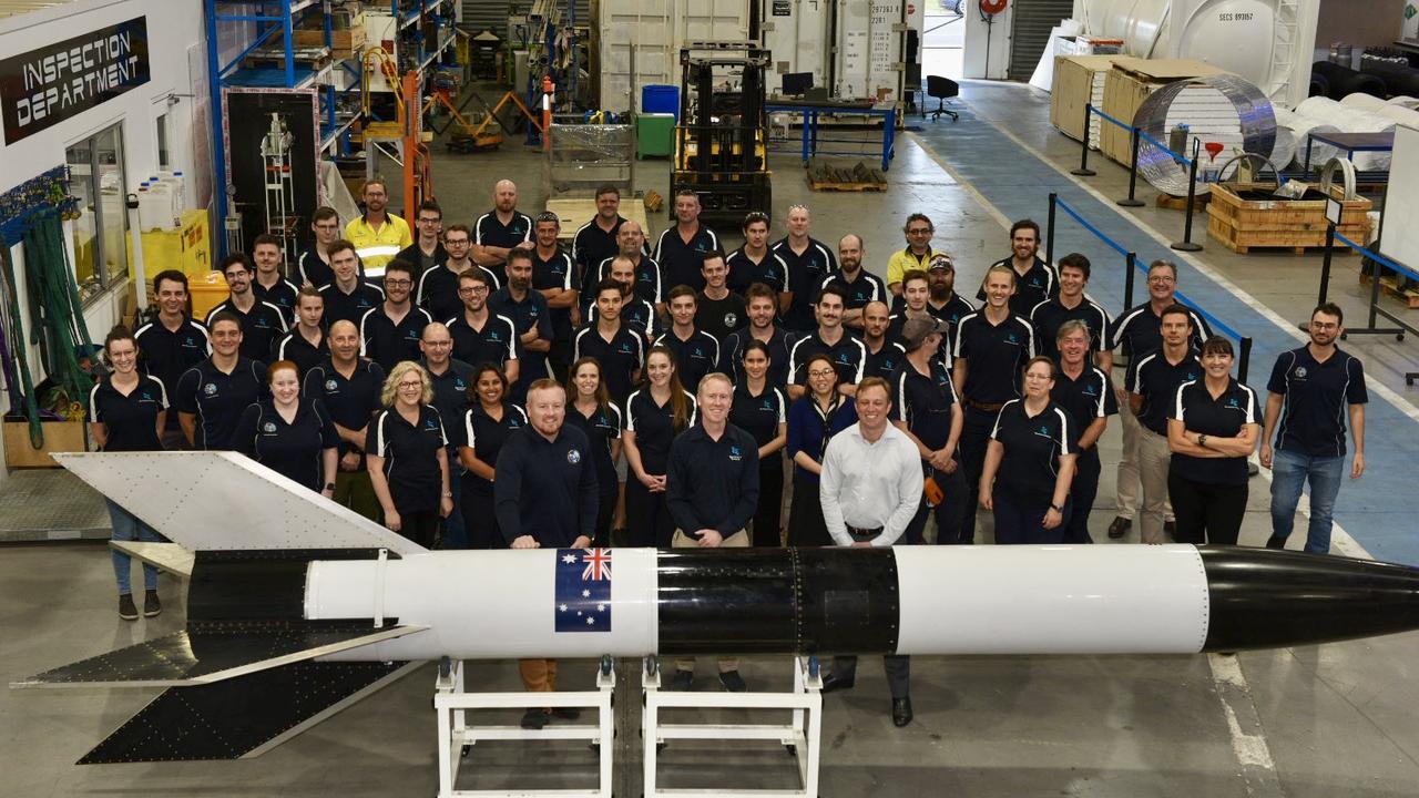 Deputy Premier and Minister for State Development Steven Miles visited the Gilmour Space team on the Gold Coast to share the good news about the Abbot Point launch site. Picture: Supplied.