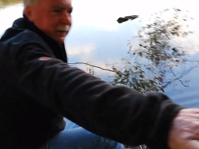 A still image from a video Ruth Ridley took of Gary Ridley fishing at Neils Bend Reserve. Police suspect she was murdered hours later.