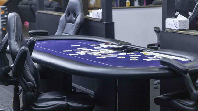 The illegal gambling den had an $8000 minimum buy-in. Picture: Wayne Taylor