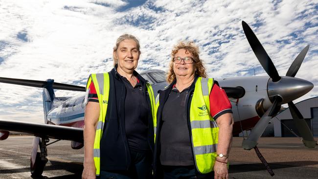 Royal Flying Doctor Service flight nurse Carol Illmayer and senior flight nurse Kathy Arthurs. Picture: EMMA MURRAY