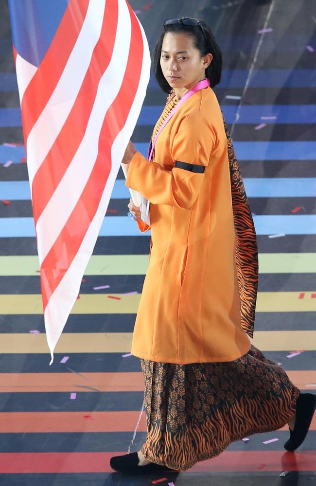 Malaysia’s flag bearer Muhammad Imaadi Aba Aziz. Picture: Scott Heppell