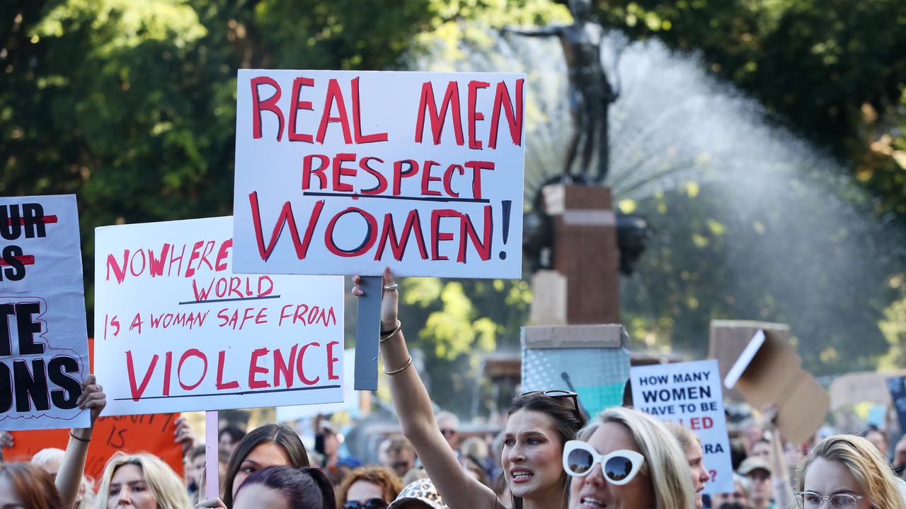 Australians around the country turned out in large numbers to call for an end to gender-based violence. Picture: Lisa Maree Williams/Getty Images