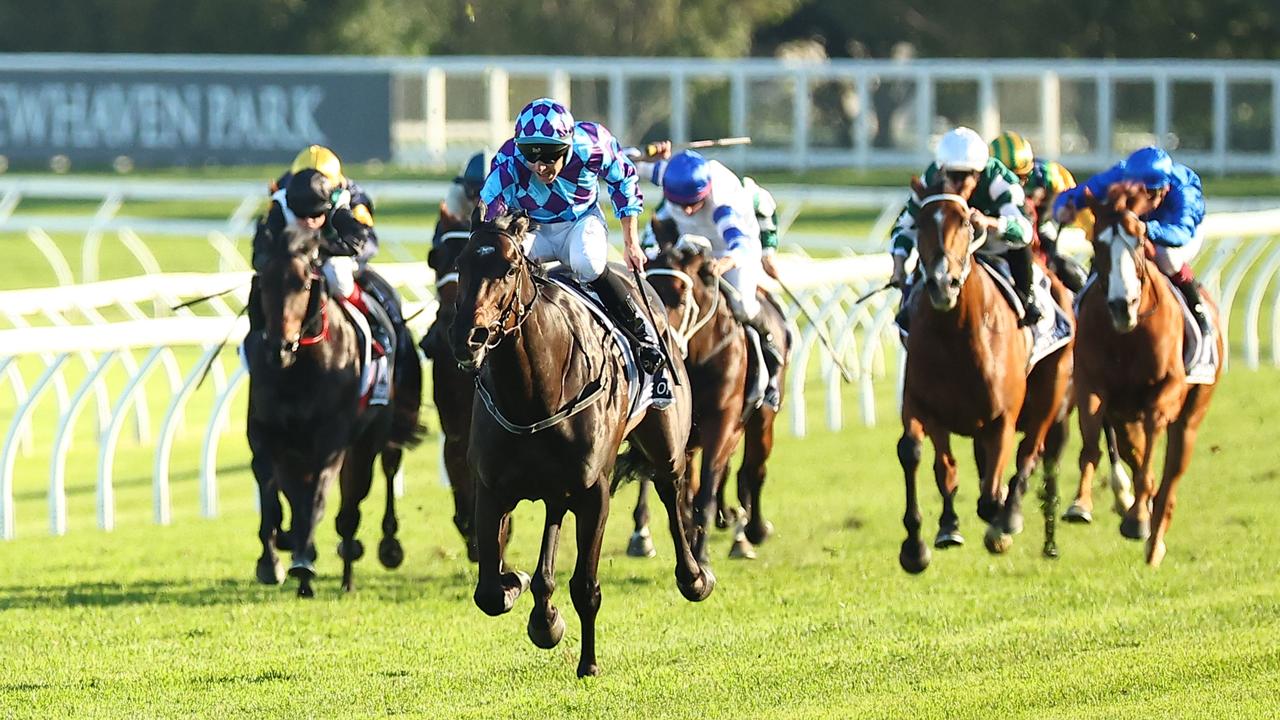 Pride of Jenni (Declan Bates) leaves the Queen Elizabeth II Stakes field in her wake in April. Picture: Jeremy Ng / Getty Images