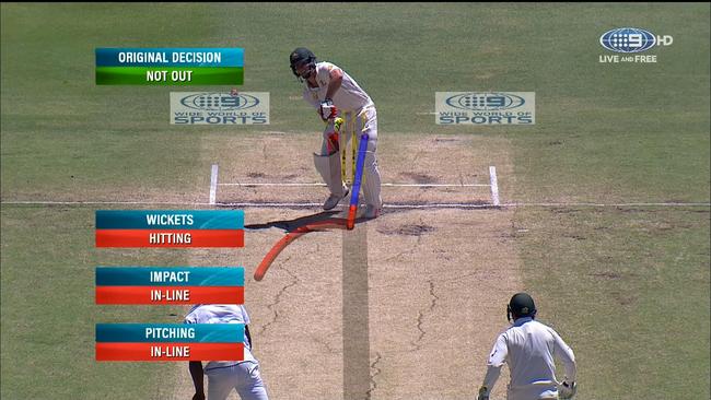 Mitch Marsh was given out lbw after a review by South Africa.
