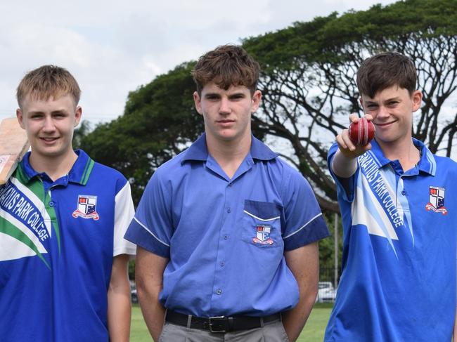 Ignatius Park College students (LtR) Callum Lindeberg, Pat Fanning and Archie Lansley will all play for NQ at the 2024 under-15s boys Northern Hub championships. Picture: Patrick Woods.