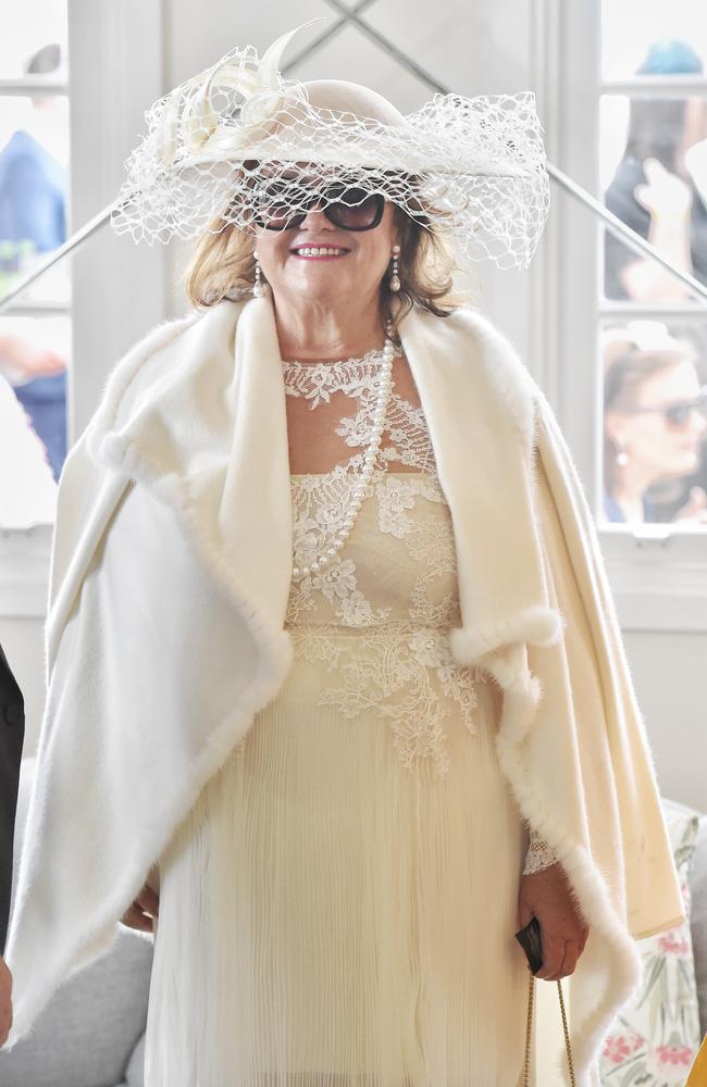 Gina Rinehart in the Emirates marquee today. Picture: Jason Edwards