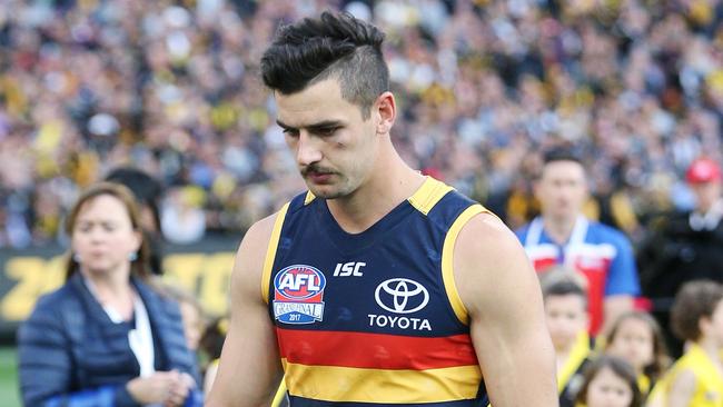 Taylor Walker looks dejected. (Photo by Michael Dodge/AFL Media/Getty Images)