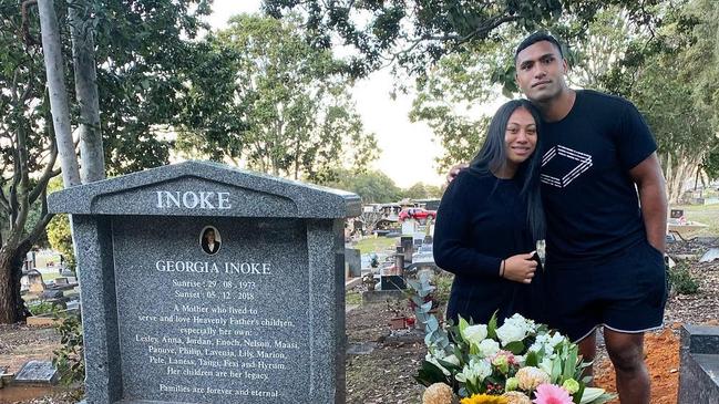 Tevita Pangair Jr and Anna Inoke have farewelled their daughter Georgia Lose Galilee Pangai, after suffering a miscarriage. Picture: Instagram