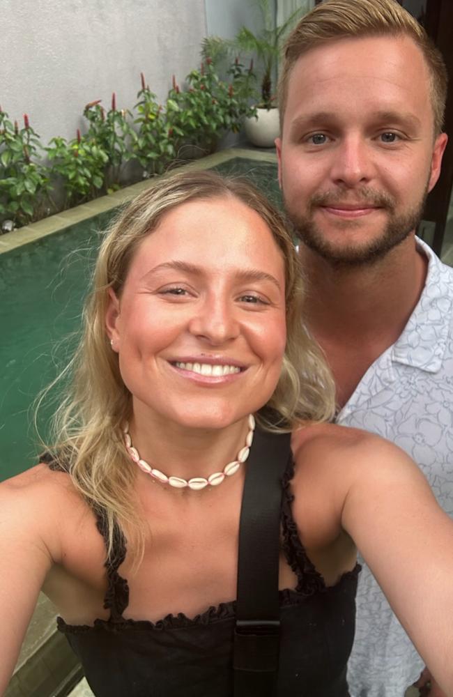 Melbourne couple James McNeill and Ciara Scott on their Bali holiday. Picture: Supplied