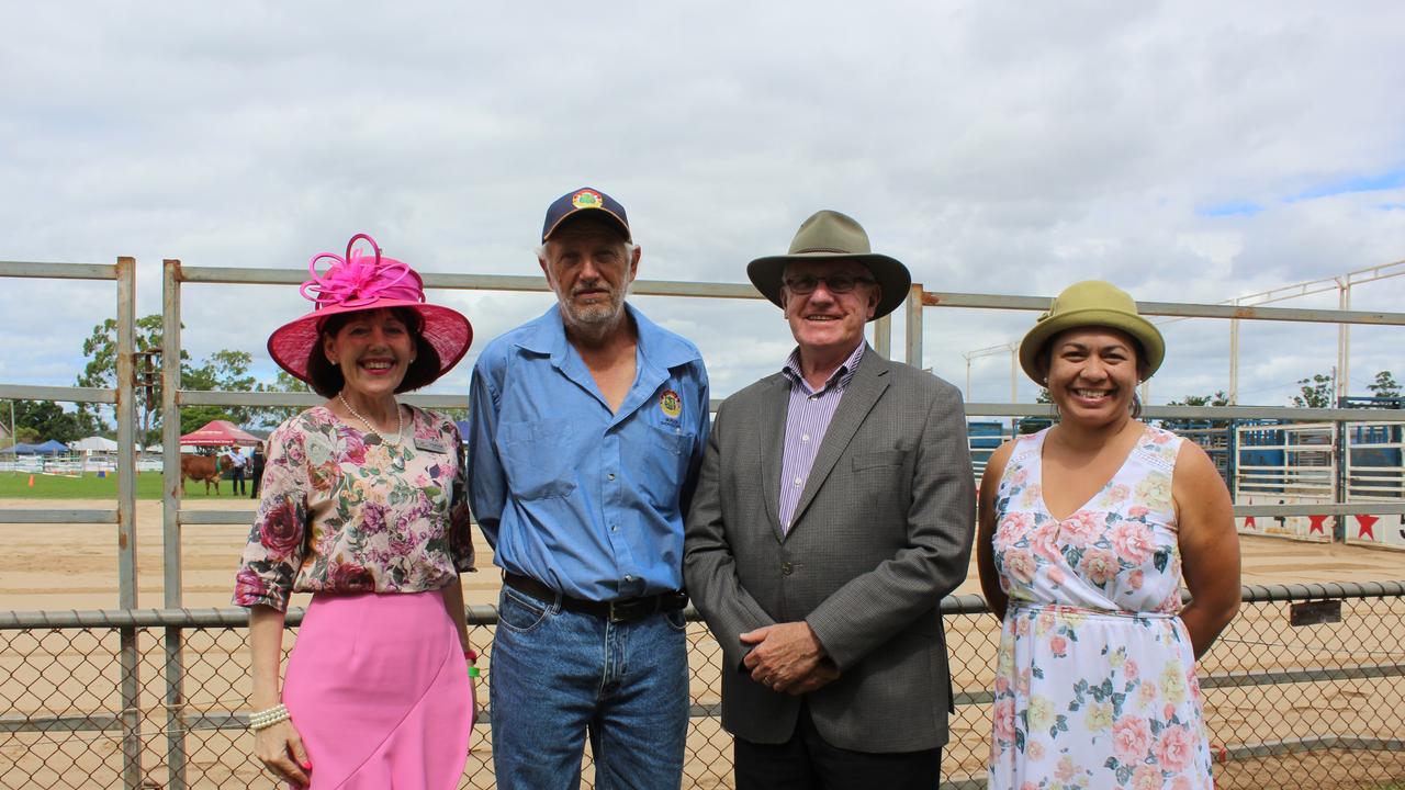 Deputy Mayor Kathy Duff, Murgon Show Society president Allen Trim, Mayor Keith Campbell and Abigail Andersson at the Murgon Show. Photo: Laura Blackmore