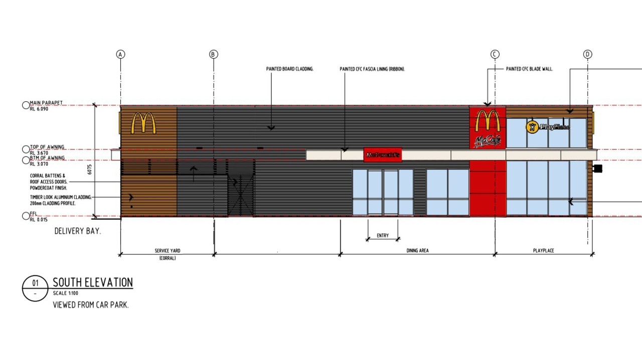 The design plans for the McDonald’s family restaurant proposed for Andergrove. Picture: Urbis, Mackay Regional Council.