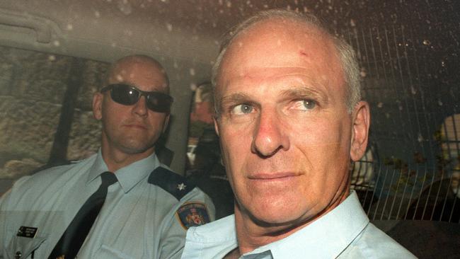 Arthur Stanley ‘Neddy’ Smith after being found not guilty of the murder of Sally Anne Huckstepp in 1999. Smith recalled meeting John Regan at Sydney’s Long Bay Jail in his autobiography. Picture: NSW Police
