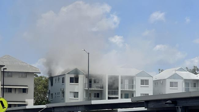 Smoke billowing out of a unit on Mannikan Ct, Bakewell, Palmerston Sunday, November 10. Picture: Melanie Plane