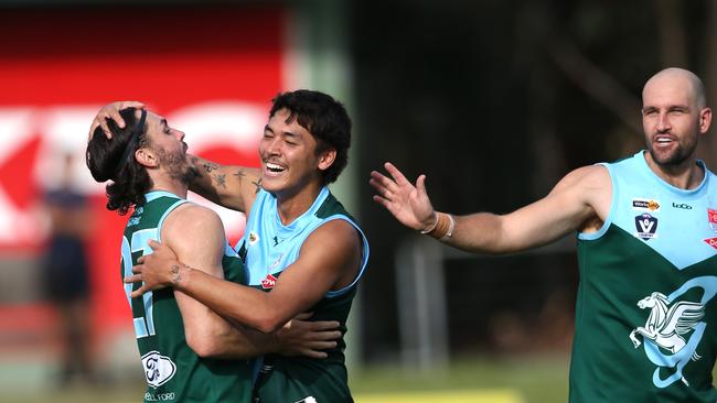 BFNL - Ammos v Drysdale.  Geelong Amateurs Joe Maishman celebrates a goal.Picture; Mike Dugdale