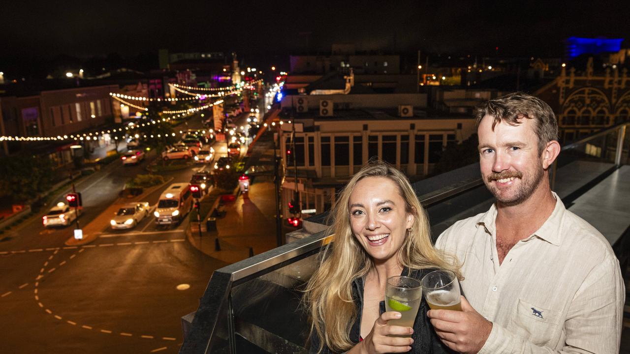 Tiffany Lawrence and Matt Gleeson celebrate New Year's Eve at George Banks, Tuesday, December 31, 2024. Picture: Kevin Farmer