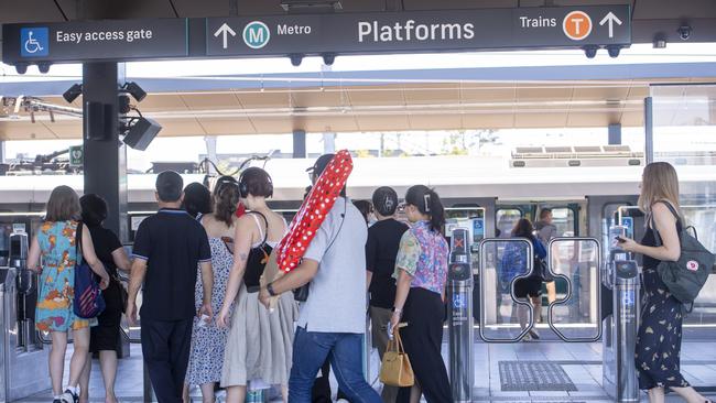 Commuters attempting to travel despite the industrial action. Picture: Jeremy Piper