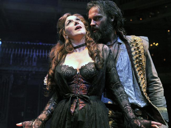 STRATFORD-UPON-AVON, ENGLAND - SEPTEMBER 14: Alexandra Gilbreath as Angellica Bianca and Joseph Millson as Willmore in the Royal Shakespeare Company's production of Aphra Behn's The Rover directed by Loveday Ingram on September 14, 2016 in Stratford-upon-Avon, England. (Photo by Robbie Jack - Corbis/Corbis via Getty Images)