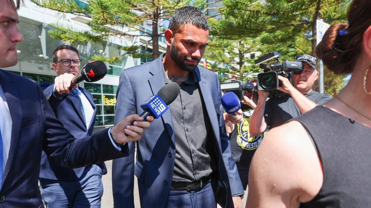 Thomas leaves AFL House after being interviewed. Picture: Brendan Beckett