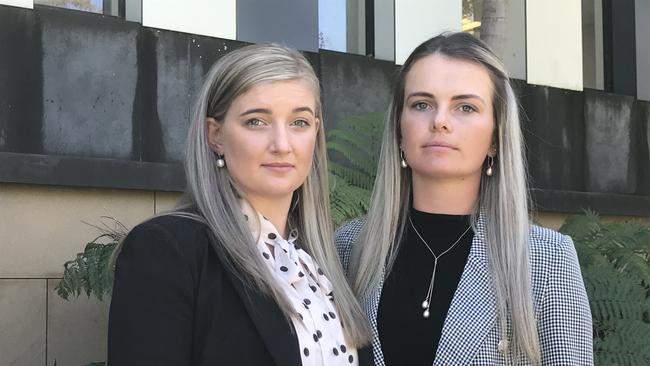 Shania Madden (left) and Ashley Whiting outside Coffs Harbour District Court. Both were abused by Gloucester stockman Paul Anthony Wardell. Photo: Jasmine Minhas