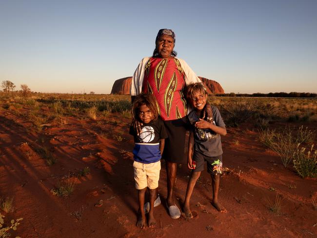 Rita Jingo on Wednesday with her grandchildren Jonah Dunn, 5, and Nicholas Forbes, 7. Picture: Liam Mendes