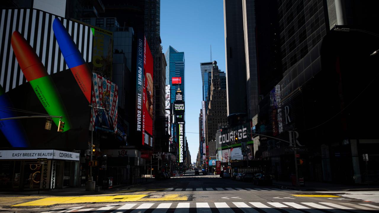 An empty Time Square on April 11, 2020. Picture: Johannes Eisele / AFP.