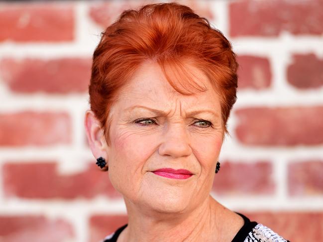 Pauline Hanson in Townsville to endorse her One Nation Candidate for Thuringowa, Troy Thompson. Picture: Alix Sweeney