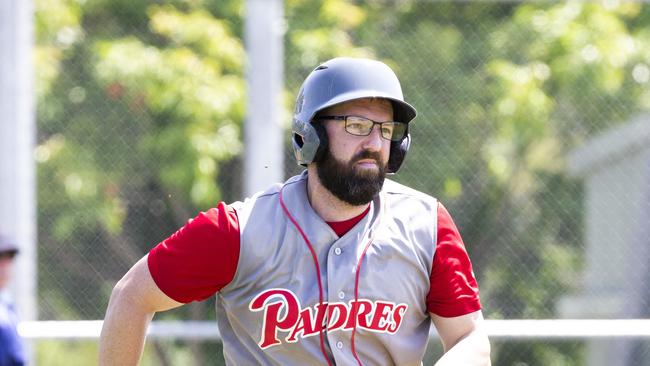 Redcliffe Padres vs Allstars baseball division 6. Sunday, January 19, 2020. Padres #8 (AAP Image/Renae Droop)