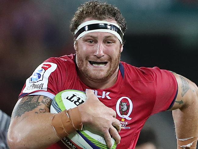 Reds Scott Higginbotham. The Queensland Reds vs the Crusaders at Suncorp Stadium in Brisbane.  Pic Peter Wallis