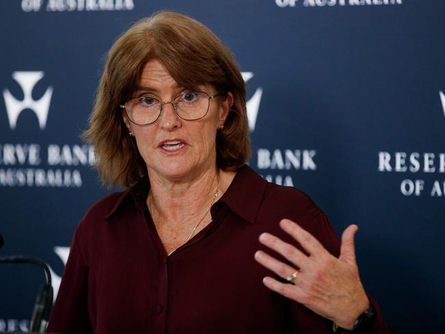 SYDNEY, AUSTRALIA - NewsWire Photos MAY 7, 2024:  RBA governor Michele Bullock addresses the media on Tuesday after the RBA board decision the leave the interest rates on hold. Picture: NCA NewsWire / Nikki Short