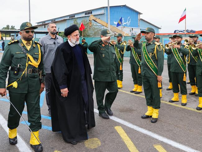 Iranian President Ebrahim Raisi (3rd L) visiting the Iranian revolutionary guards corps (IRGC) navy base in Bandar Abbas, southern Iran. Picture: AFP