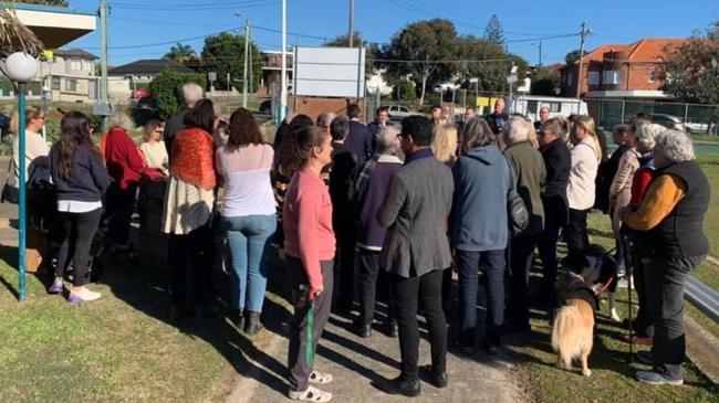 People at the on-site court hearing. Picture: Michael Daley